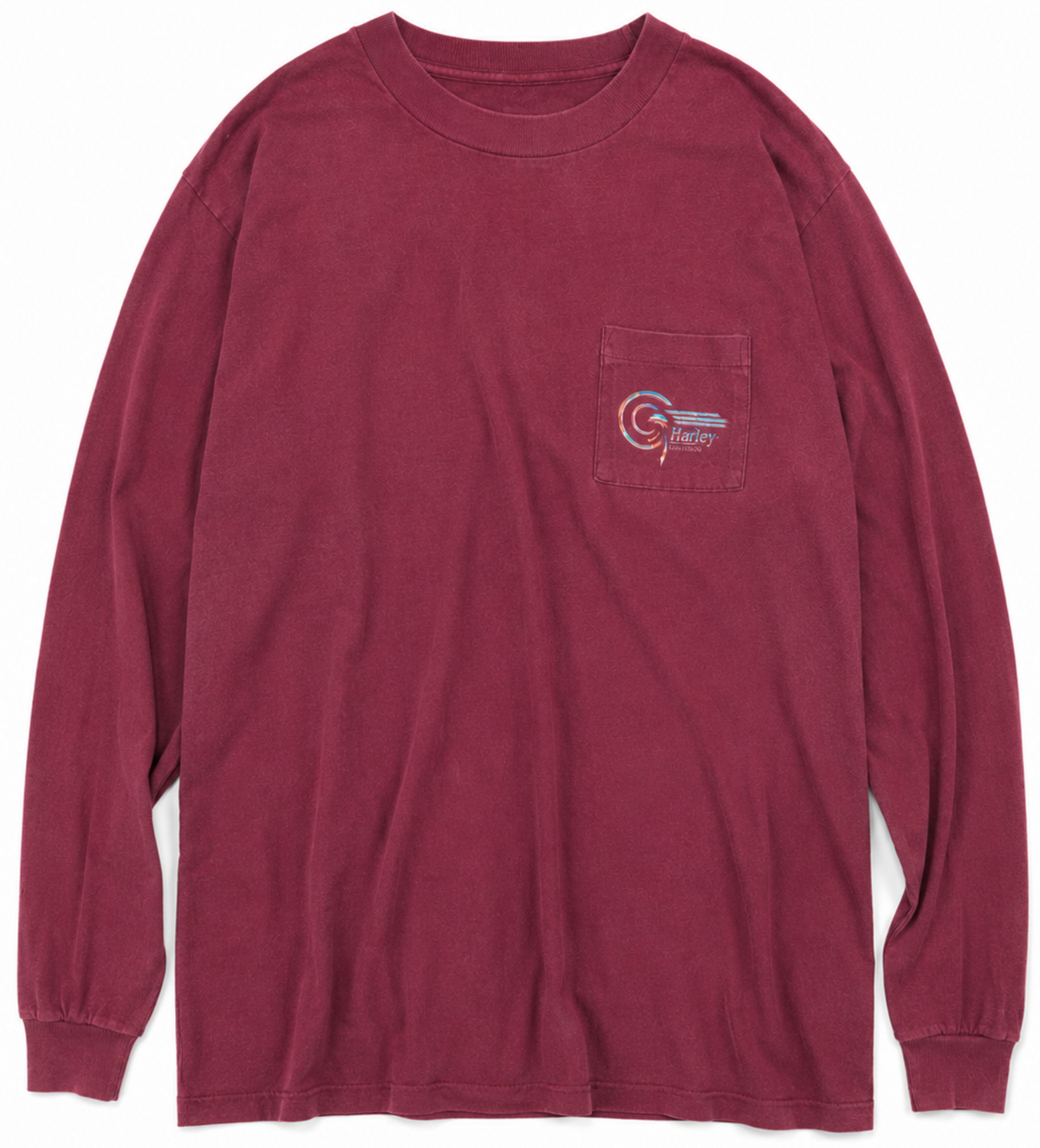 Vintage Burgundy Harley Davidson Long Sleeve Pocket Tee