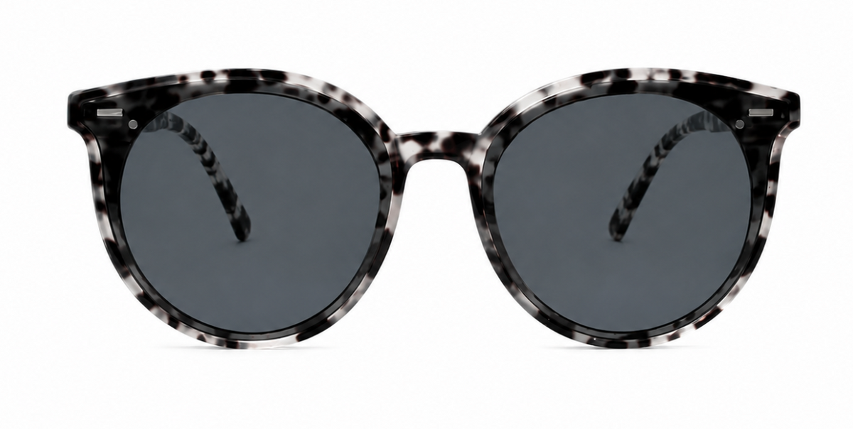 Grey 'Tortoise Shell Round Wayfarer' Sunglasses