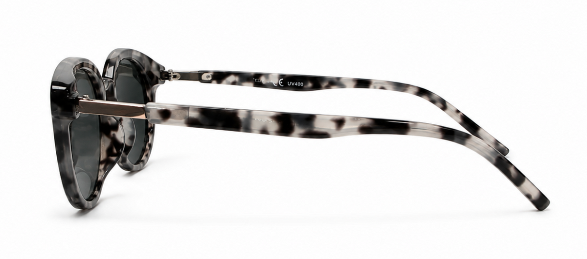 Grey 'Tortoise Shell Round Wayfarer' Sunglasses