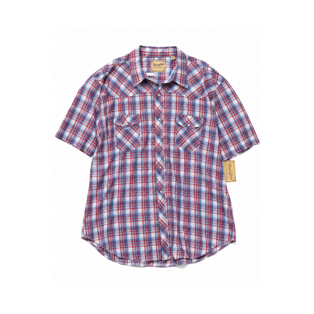 Wrangler Pearl Snap Button Western Red Plaid Checkered Shirt