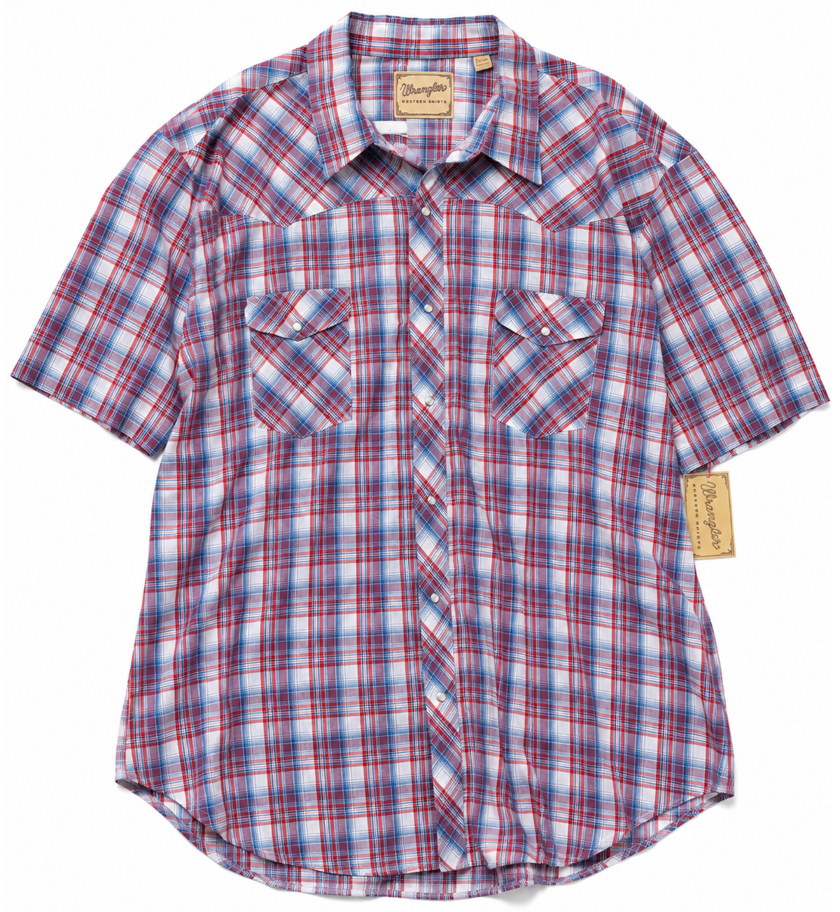 Wrangler Pearl Snap Button Western Red Plaid Checkered Shirt