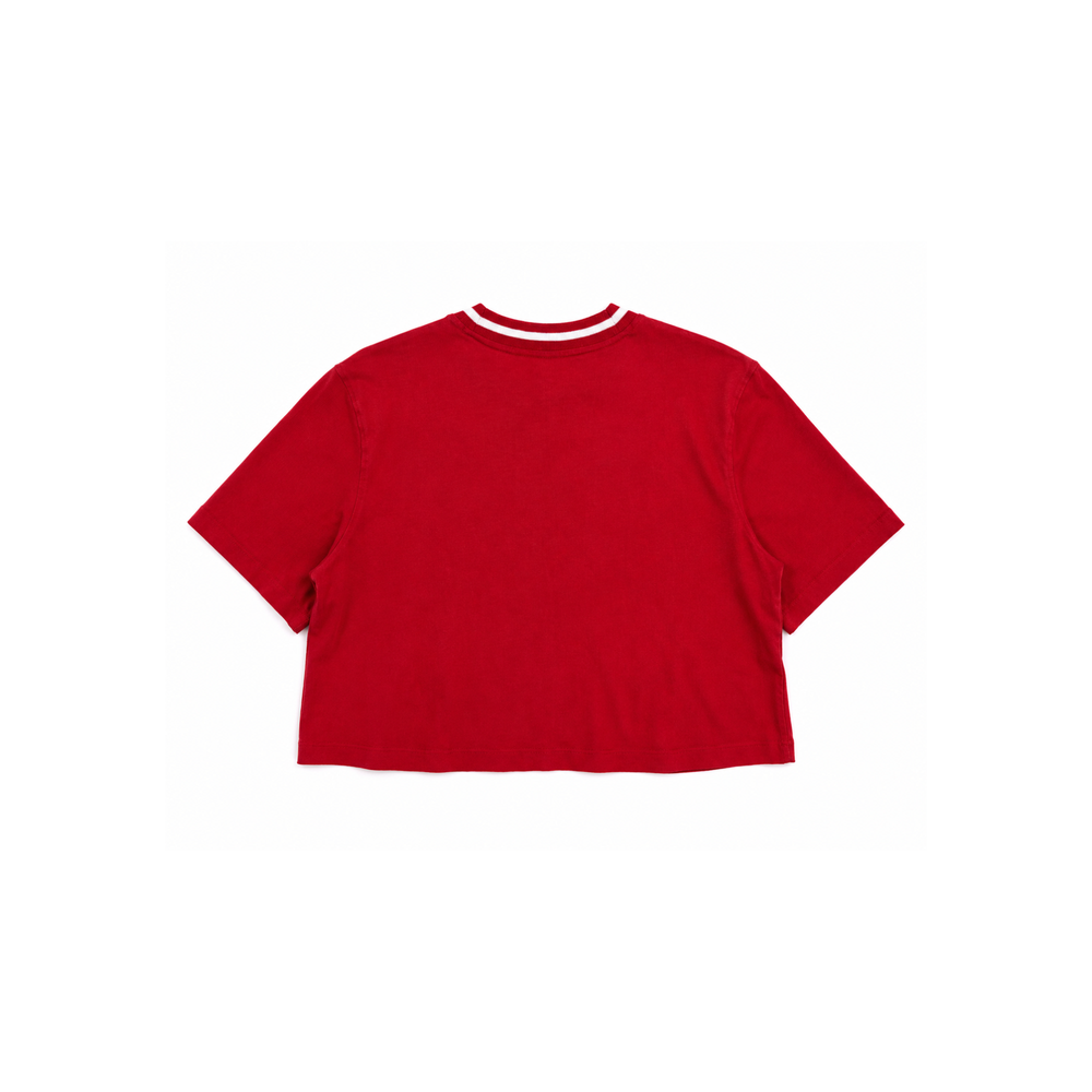 Adidas Originals Women's Red Cropped Trefoil Logo