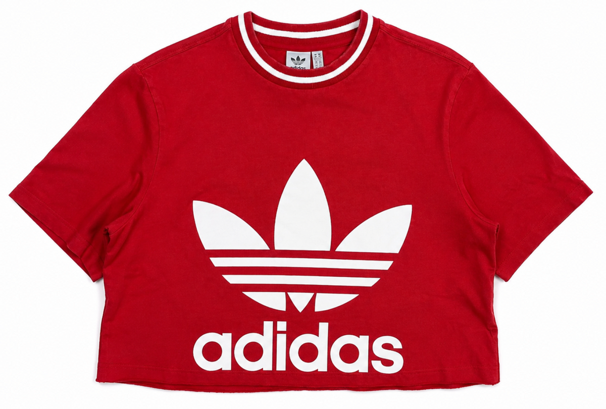 Adidas Originals Women's Red Cropped Trefoil Logo