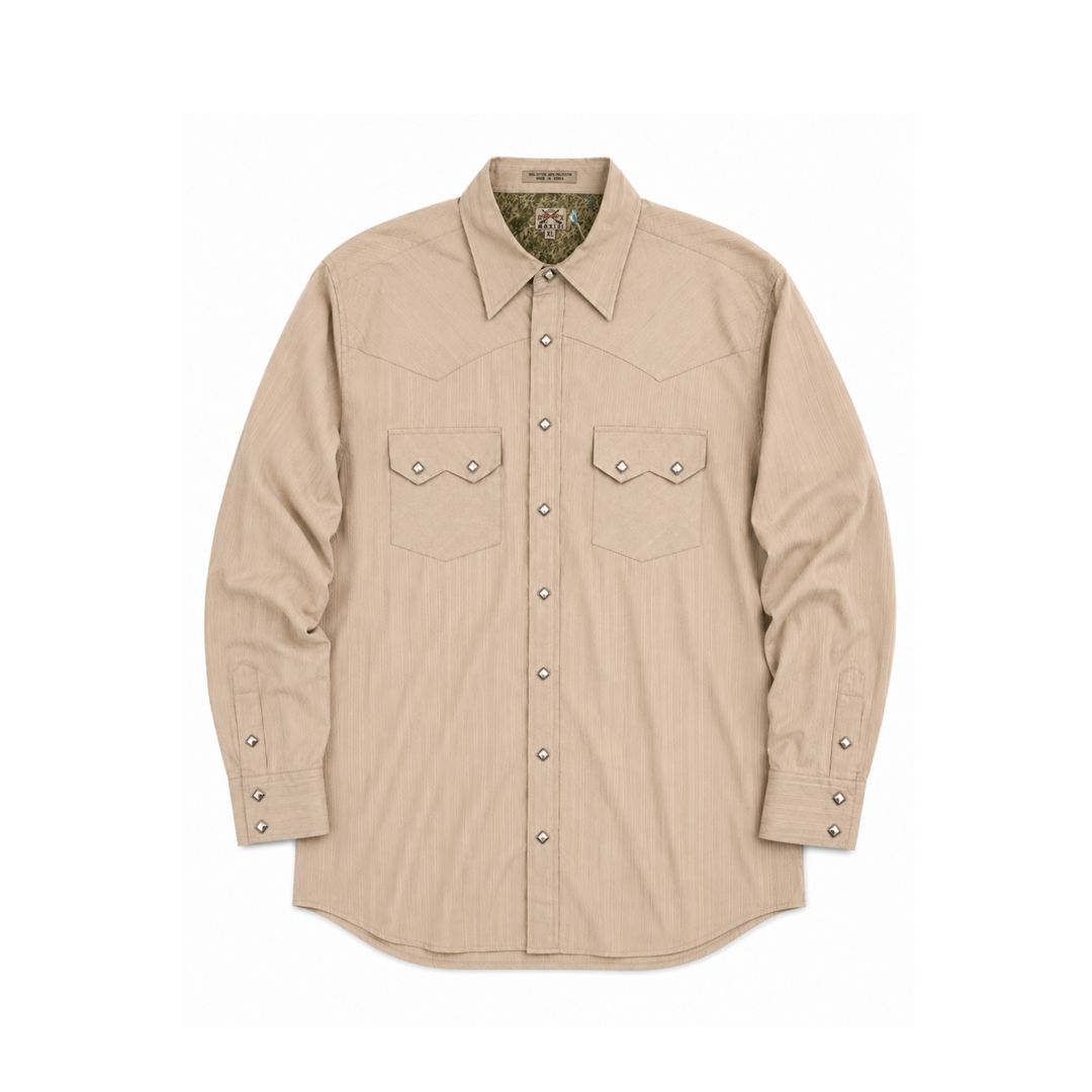Maxidi Beige Western Long Sleeve Button Up