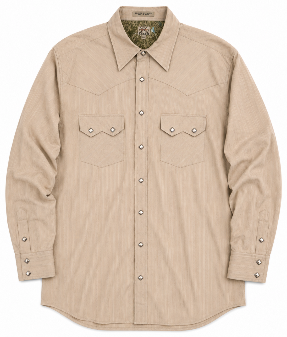 Maxidi Beige Western Long Sleeve Button Up