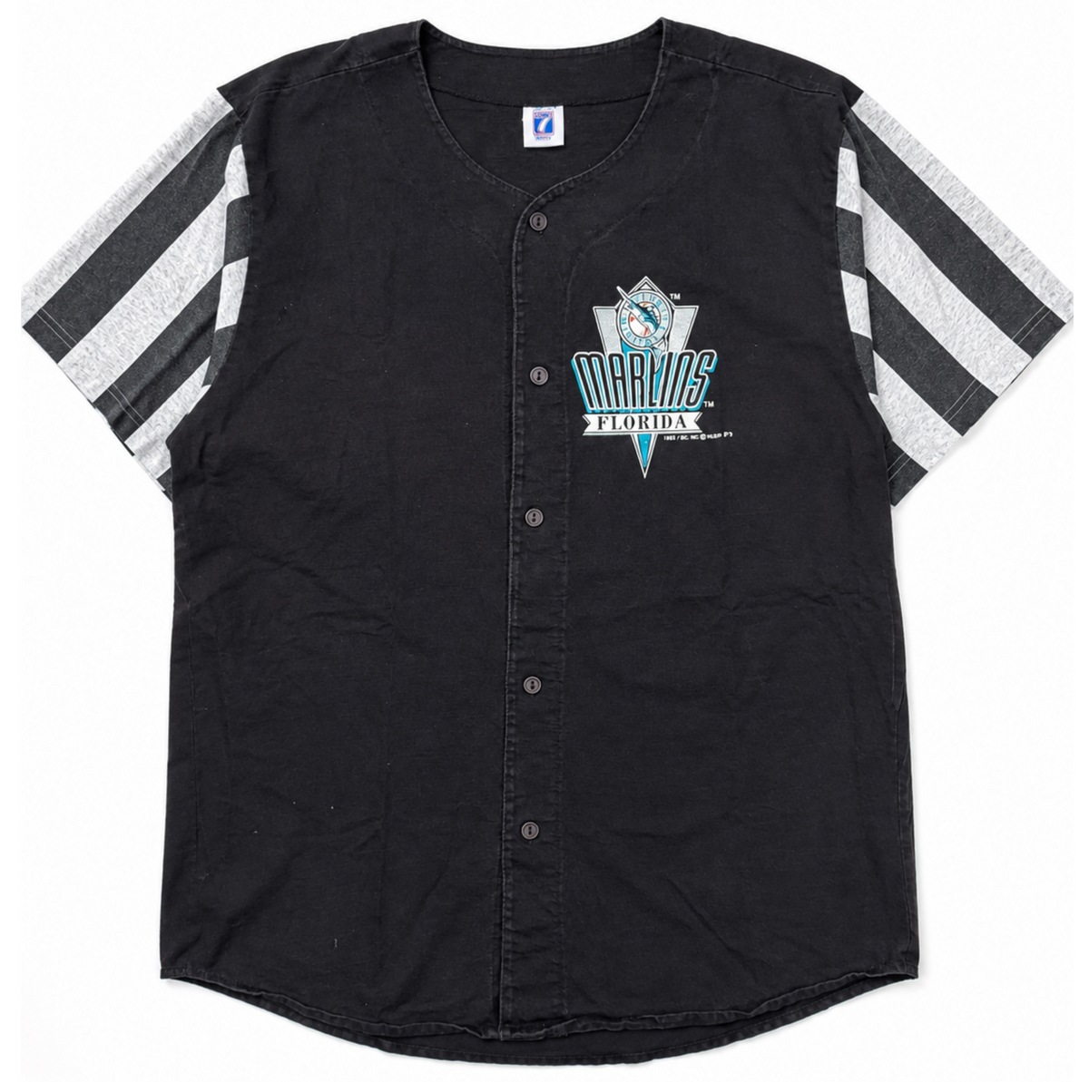 90’s Florida Marlins Striped Sleeve Baseball T-Shirt