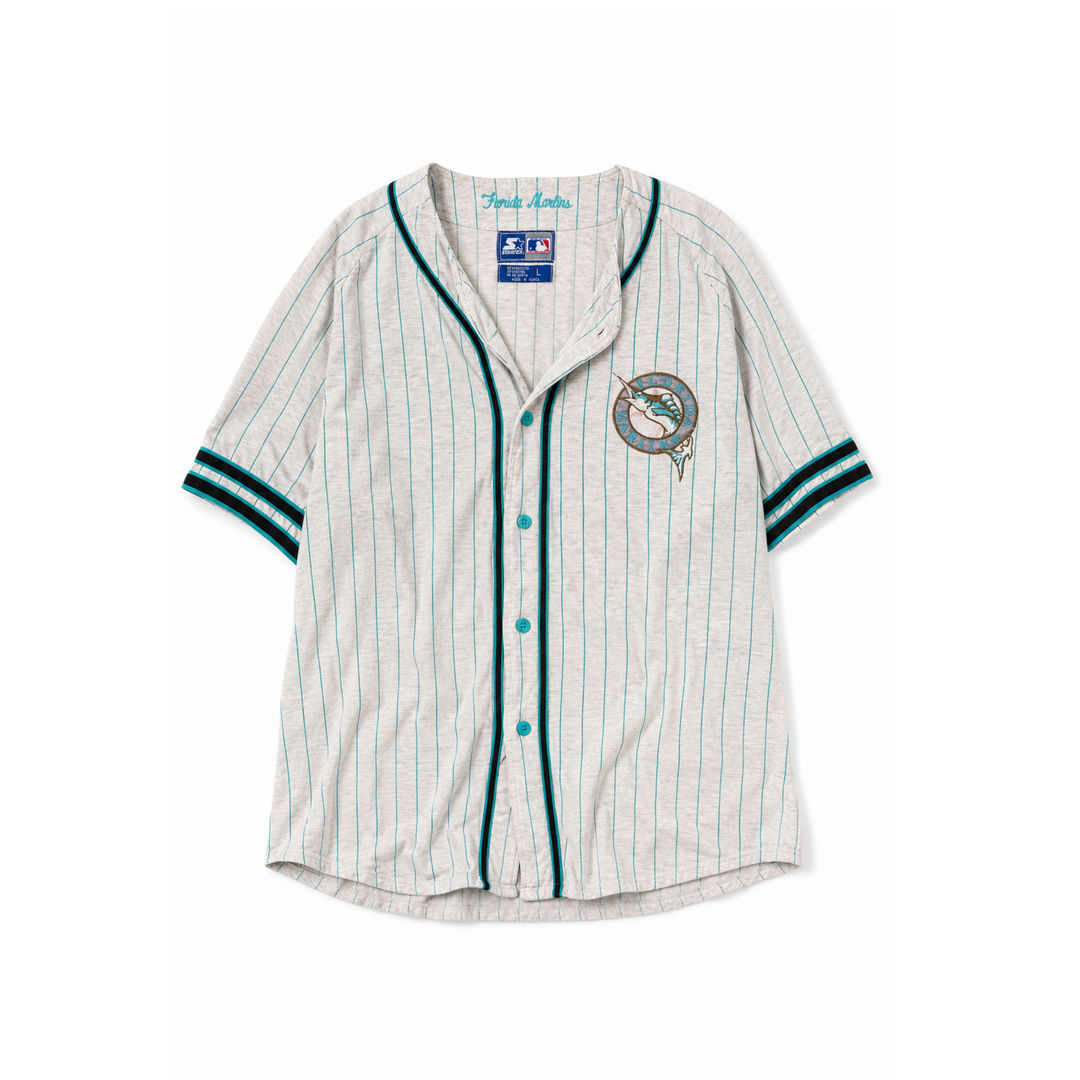 Vintage Florida Marlins MLB Grey Pinstripe Baseball Jersey