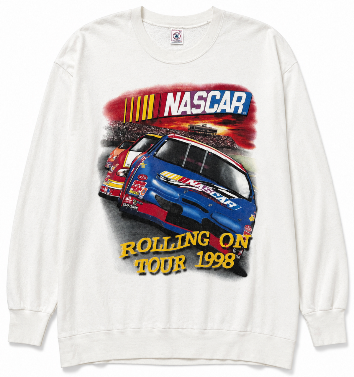 Delta White Nascar Rollin on Tour '98 Crewneck