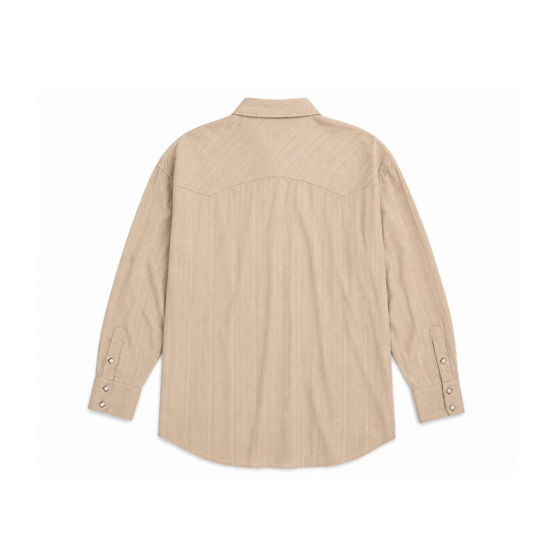 Maxidi Beige Western Long Sleeve Button Up