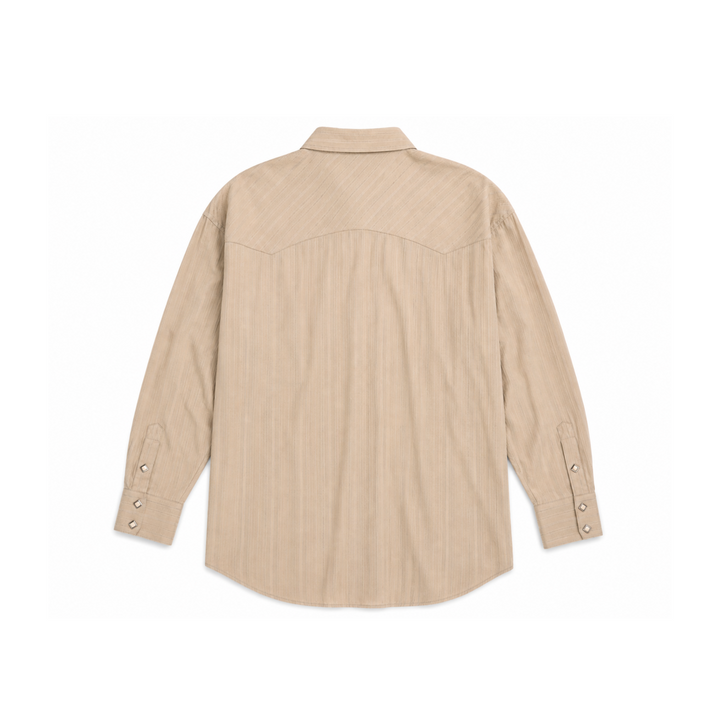 Maxidi Beige Western Long Sleeve Button Up