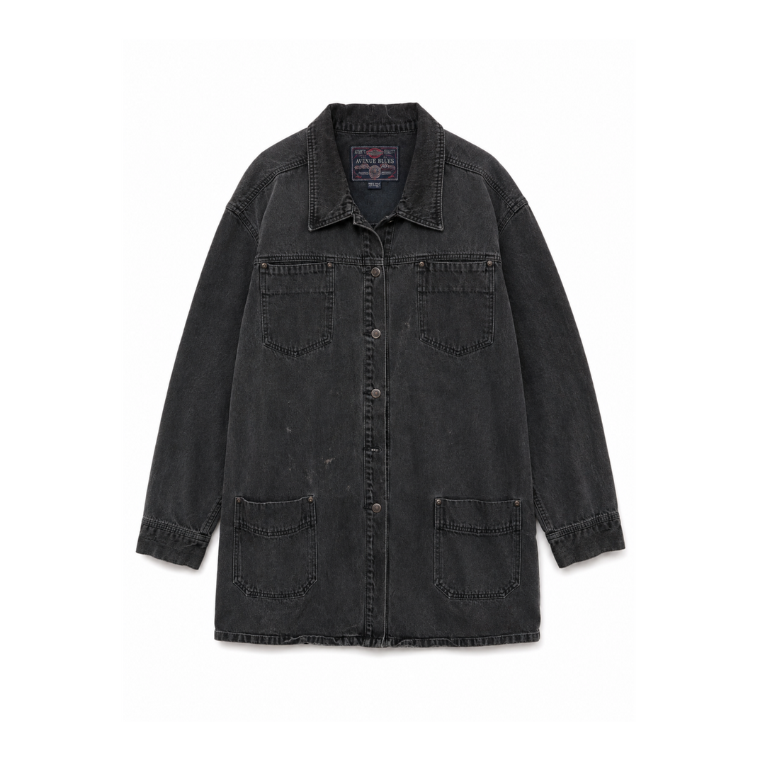 Avenue Blues Black Denim Mid-Cut Trench Coat