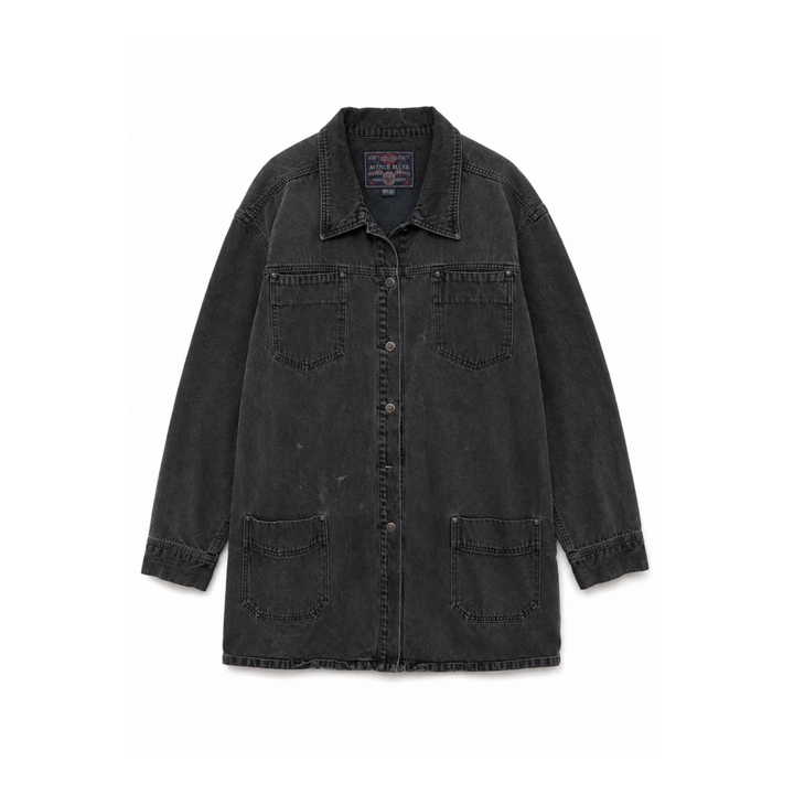 Avenue Blues Black Denim Mid-Cut Trench Coat