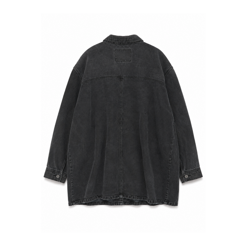 Avenue Blues Black Denim Mid-Cut Trench Coat