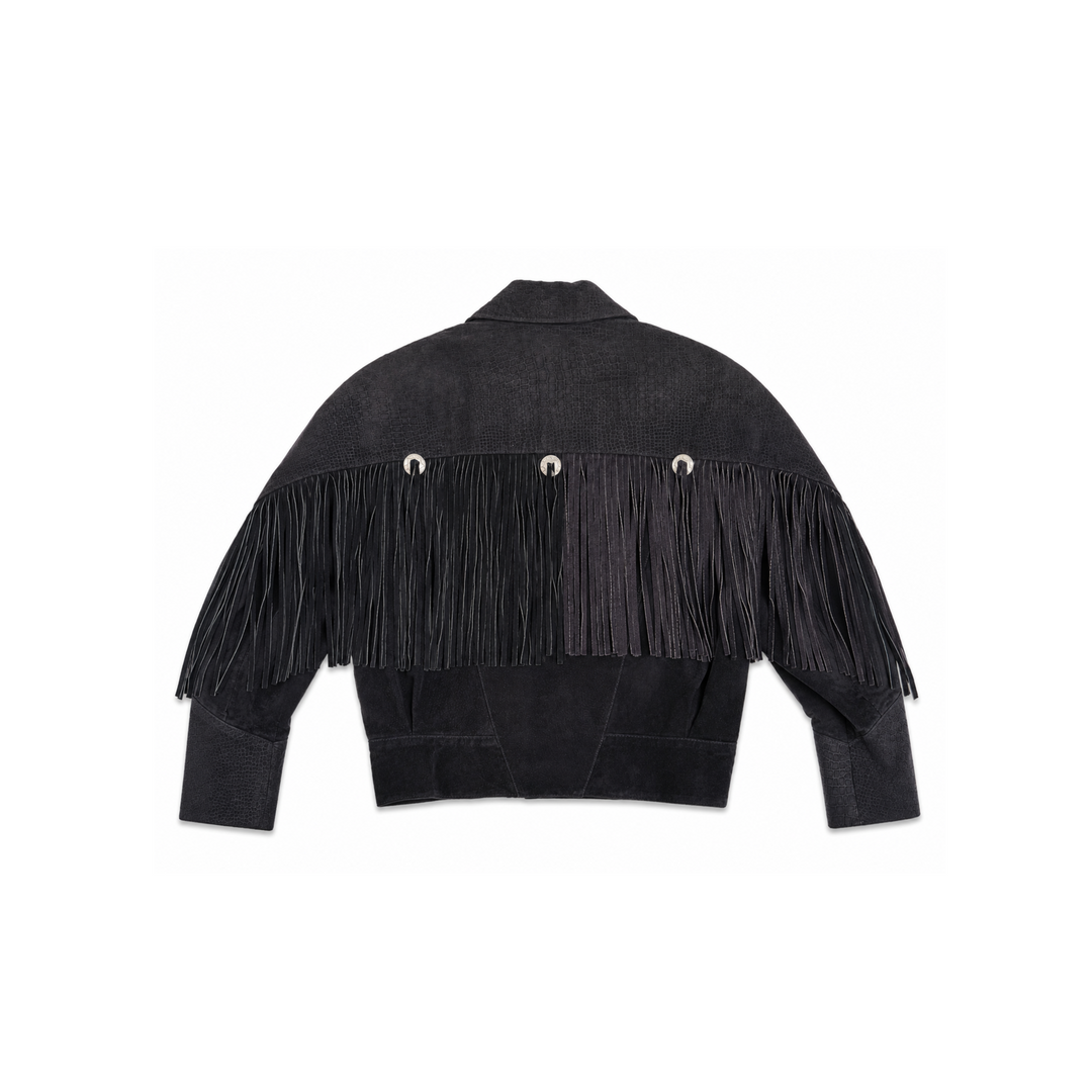 Vintage Roxciticus Cropped Black Fringe Jacket