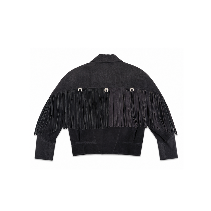 Vintage Roxciticus Cropped Black Fringe Jacket