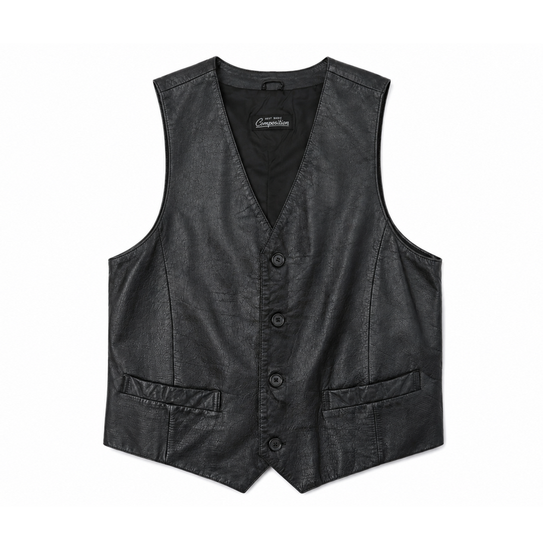 Vintage Composition Black Leather Vest