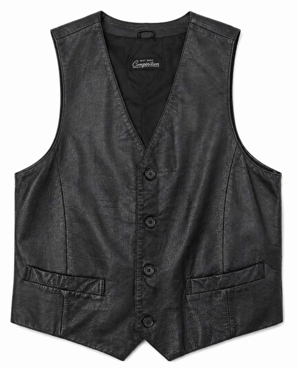 Vintage Composition Black Leather Vest