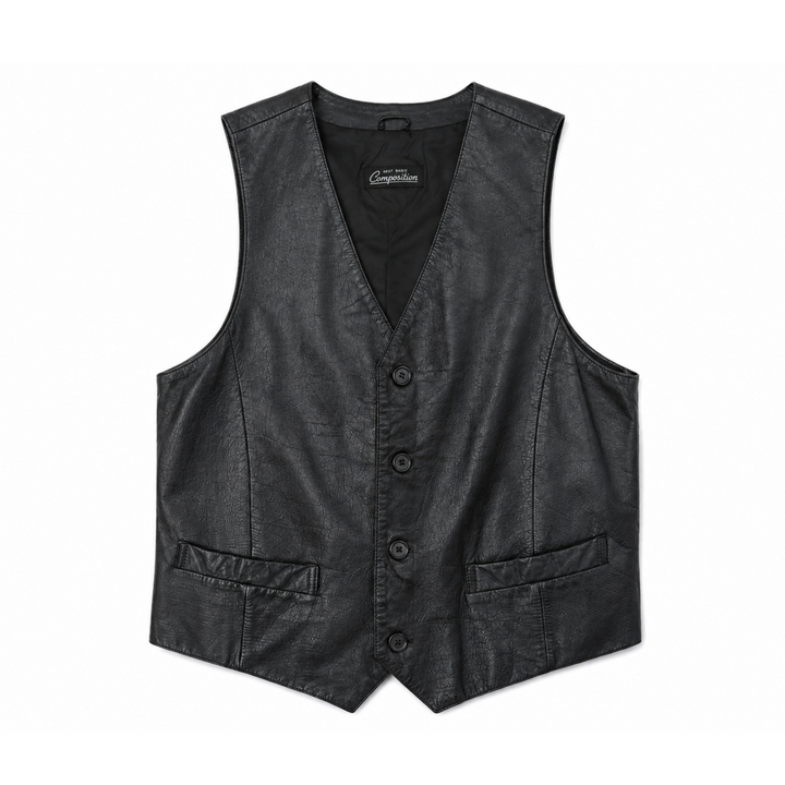 Vintage Composition Black Leather Vest