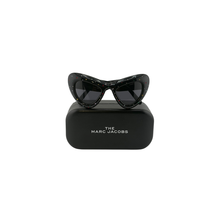 Marc Jacobs Black with Rainbow Sparkles Cat Eye Sunglasses