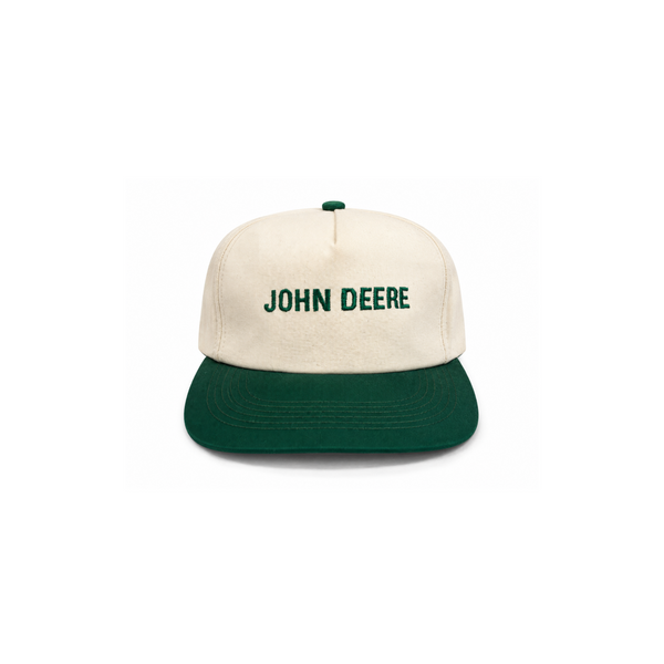 Vintage 'John Deere' Cream & Green Snapback Tractor Hat