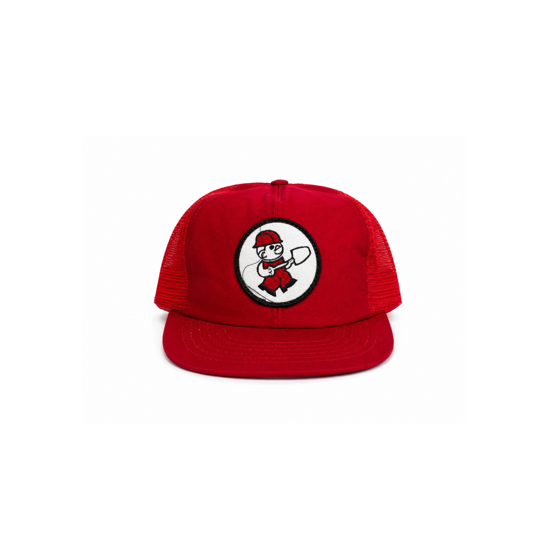 Vintage Red Construction Worker Trucker Hat