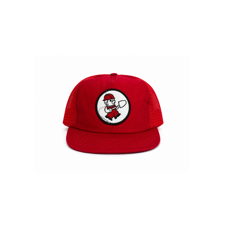 Vintage Red Construction Worker Trucker Hat