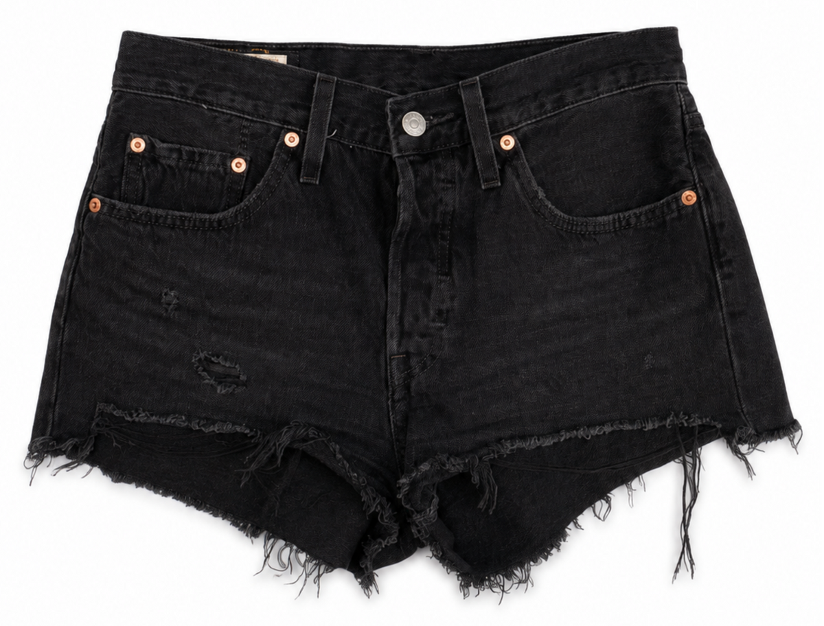 Levi's Black Distressed Cutoff Denim Shorts