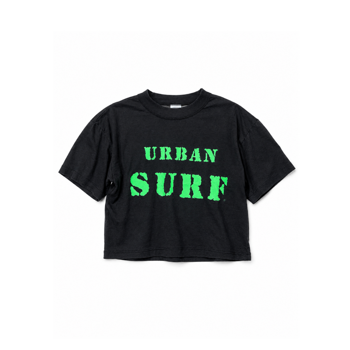Vintage 1990s Urban Surf Neon Green Crop Top