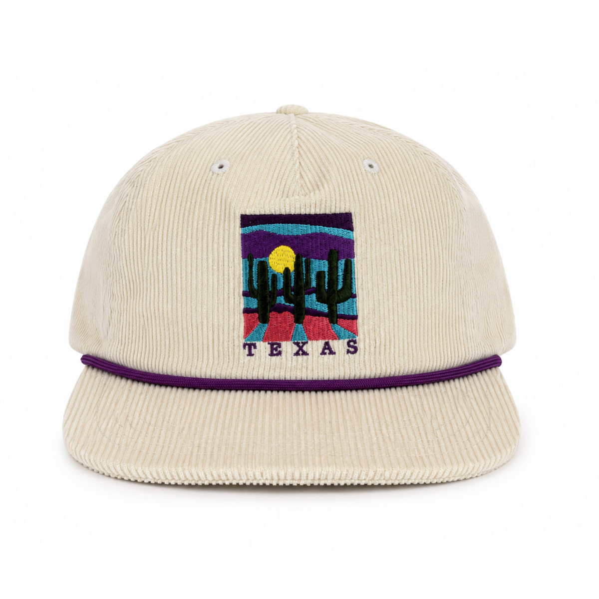 90s Mighty Fine 'Texas' Cream Colored Corduroy Snapback Hat