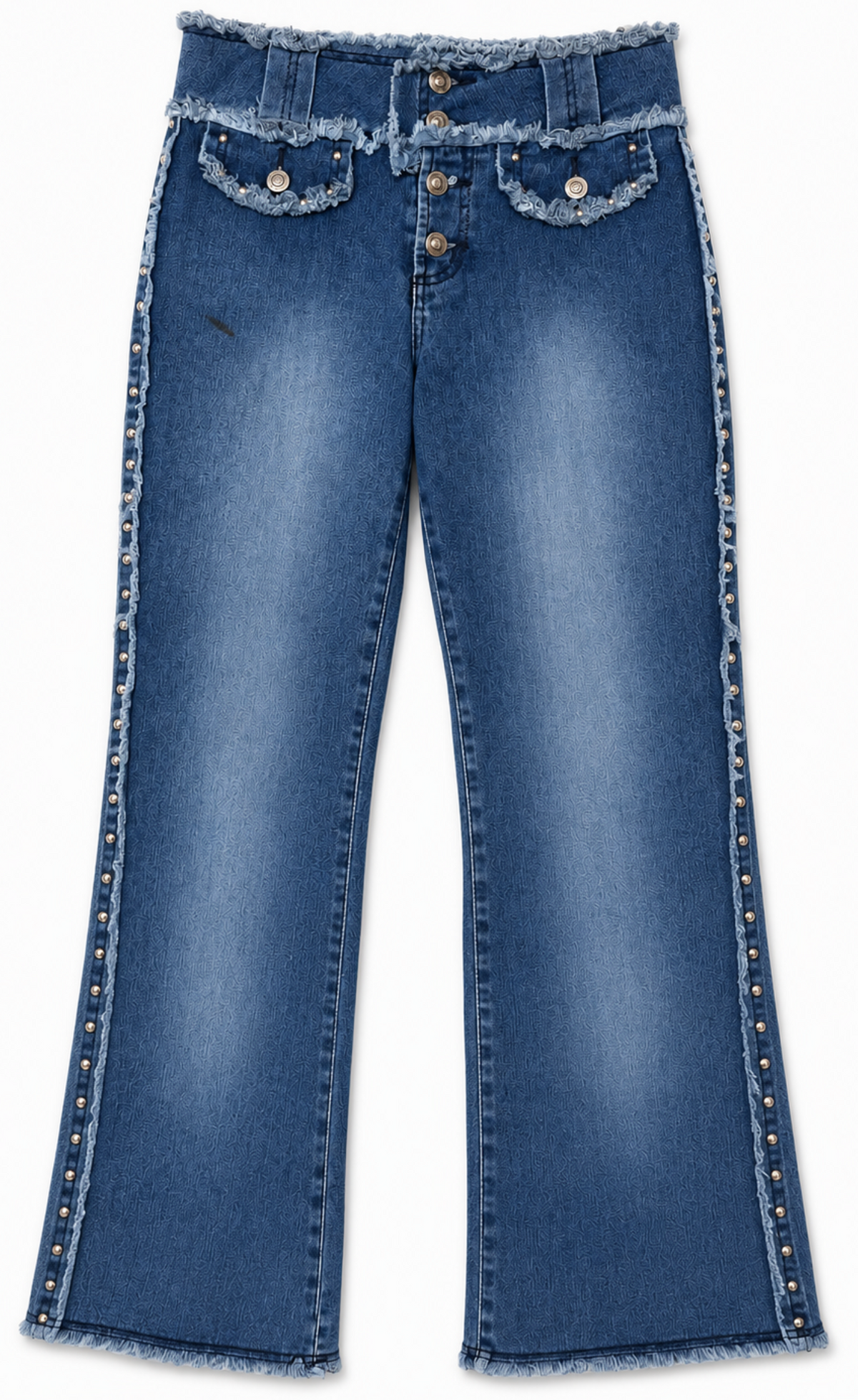 Younique Jeans Medium-Wash Studded Front Flap Pocket Denim Jeans
