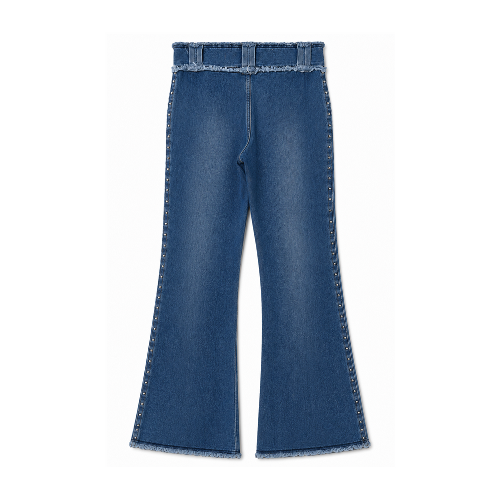 Younique Jeans Medium-Wash Studded Front Flap Pocket Denim Jeans