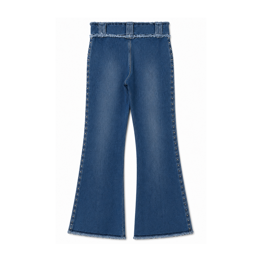 Younique Jeans Medium-Wash Studded Front Flap Pocket Denim Jeans