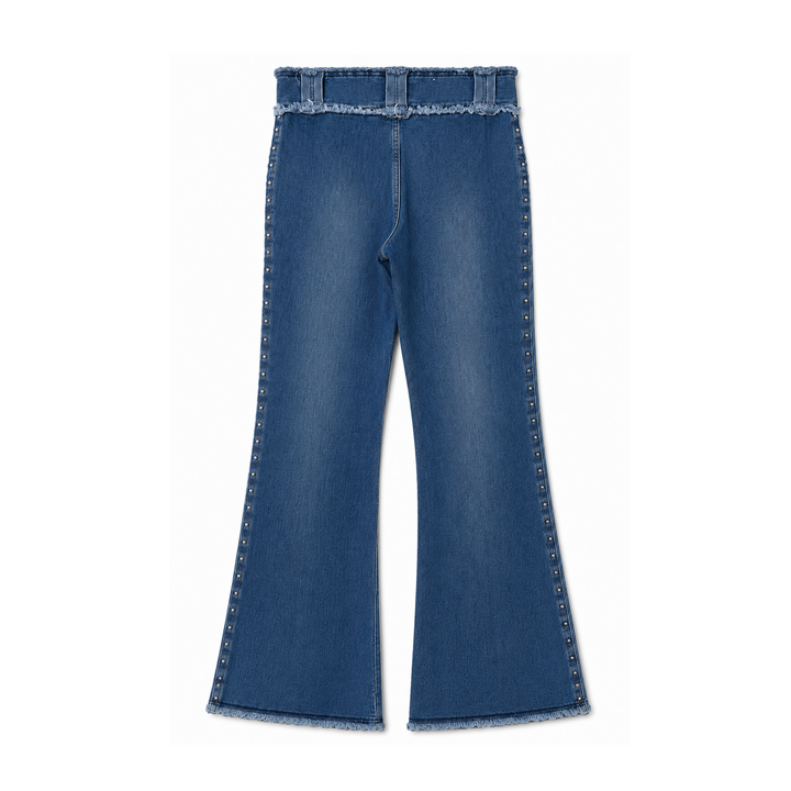 Younique Jeans Medium-Wash Studded Front Flap Pocket Denim Jeans
