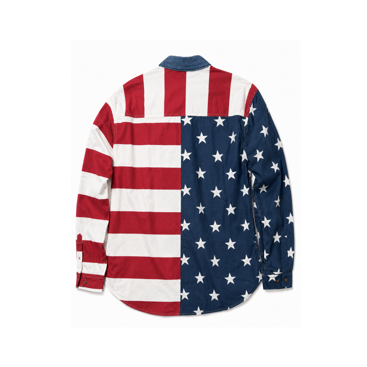 Vintage American Flag Button-Down Long Sleeve Shirt