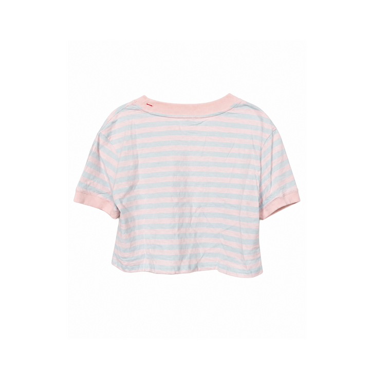 Guess Jeans Pastel Pink Striped Cropped Tee
