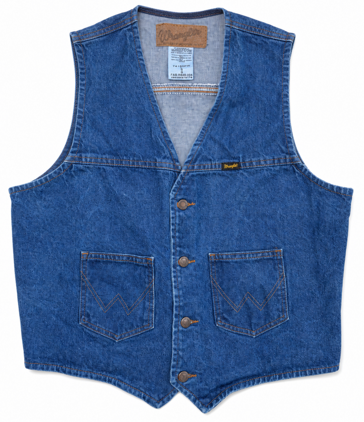 Wrangler Authentic Western Jacket Dark Blue Denim Button Vest