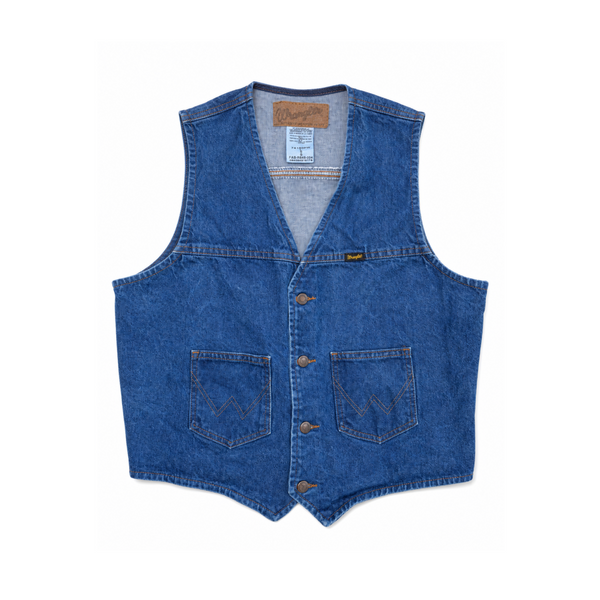 Wrangler Authentic Western Jacket Dark Blue Denim Button Vest