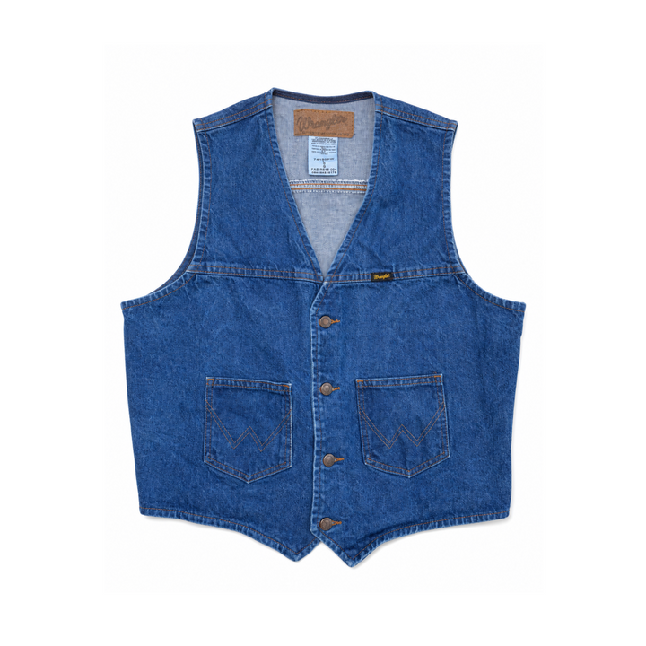 Wrangler Authentic Western Jacket Dark Blue Denim Button Vest