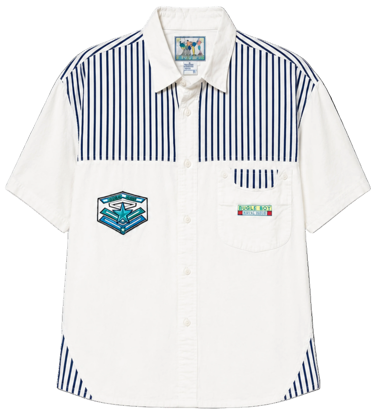 Vintage Bugle Boy Naval Issue Striped Button-Up Shirt