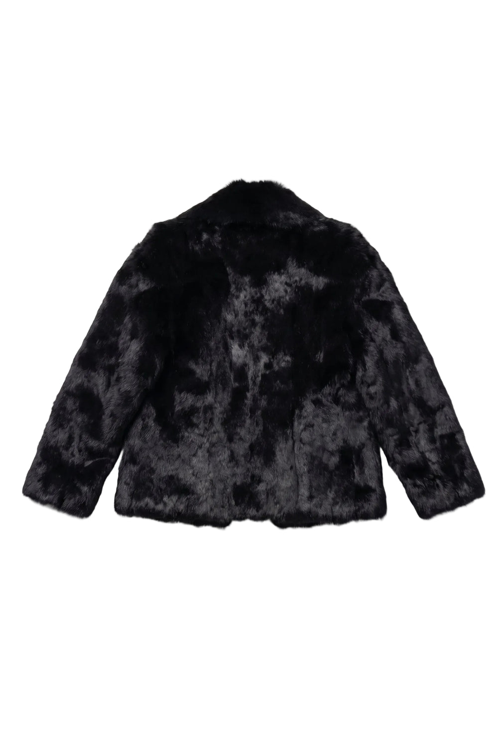 Black fur jacket on a white background
