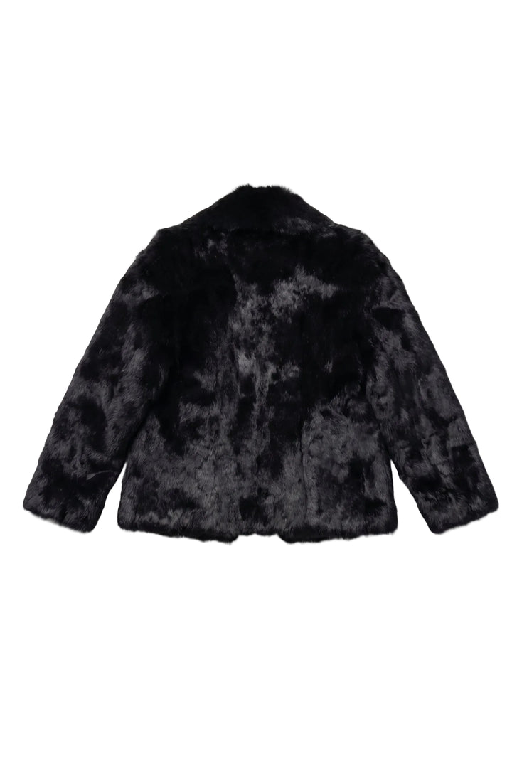 Black fur jacket on a white background