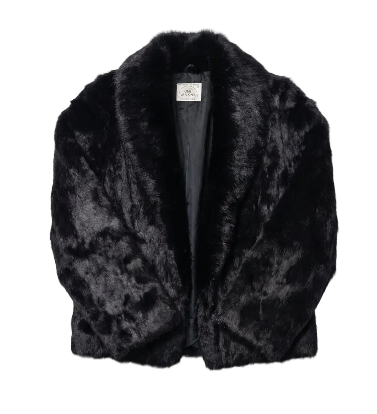 Black fur jacket on a white background
