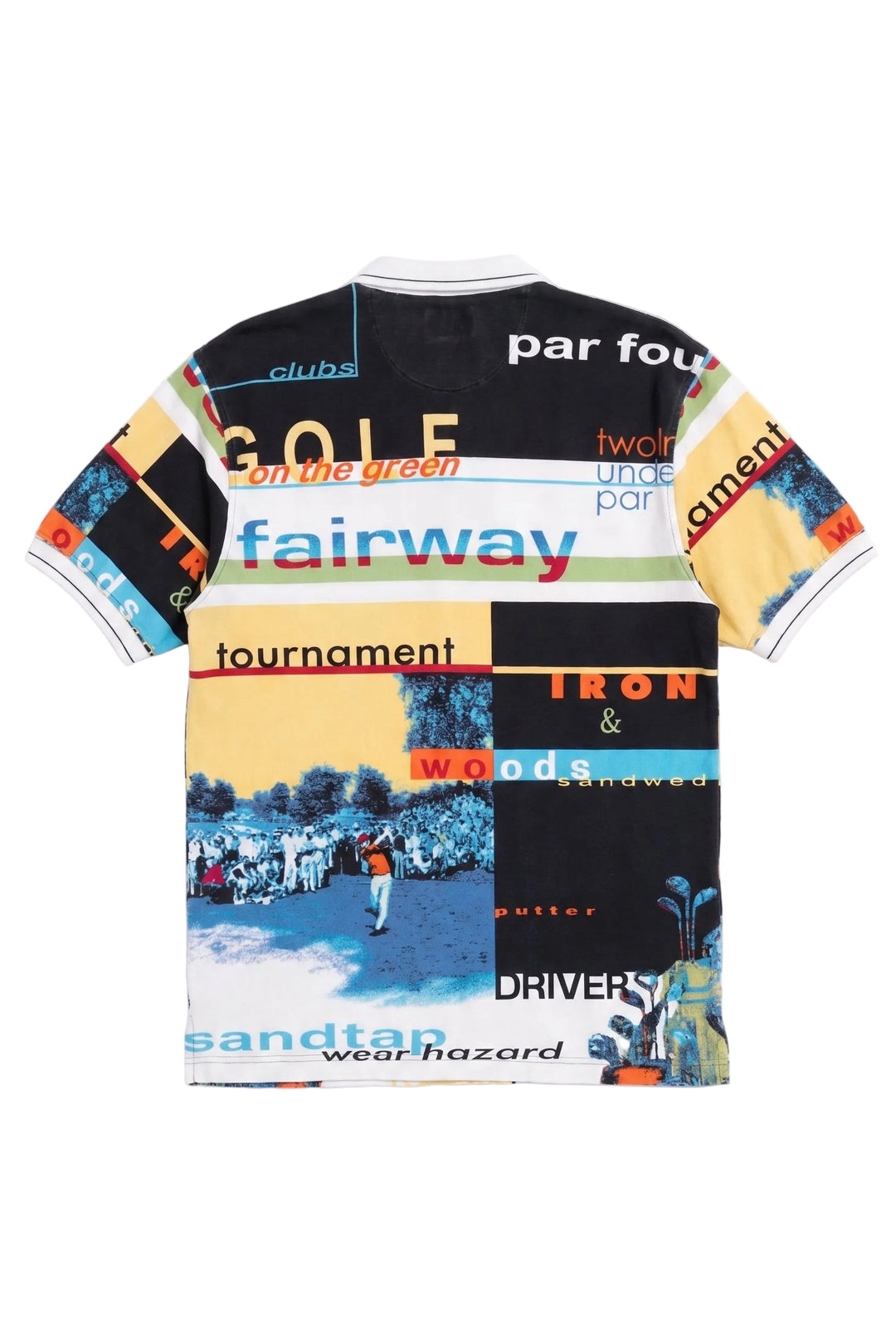 Vintage Graphic Golf Polo Shirt – Retro All-Over Print Collared Tee