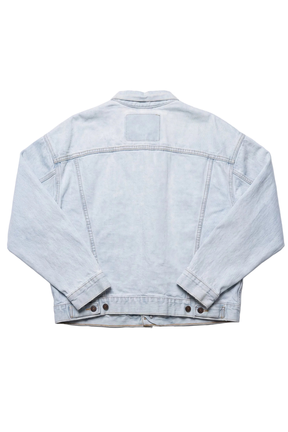 Light blue denim jacket on a white background