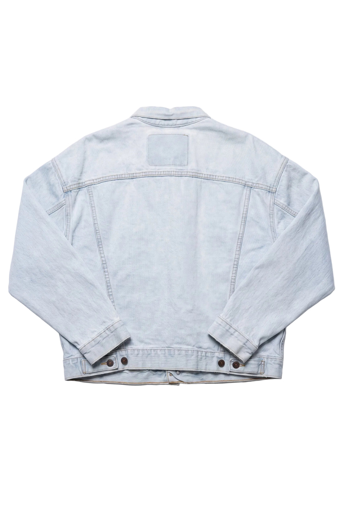 Light blue denim jacket on a white background