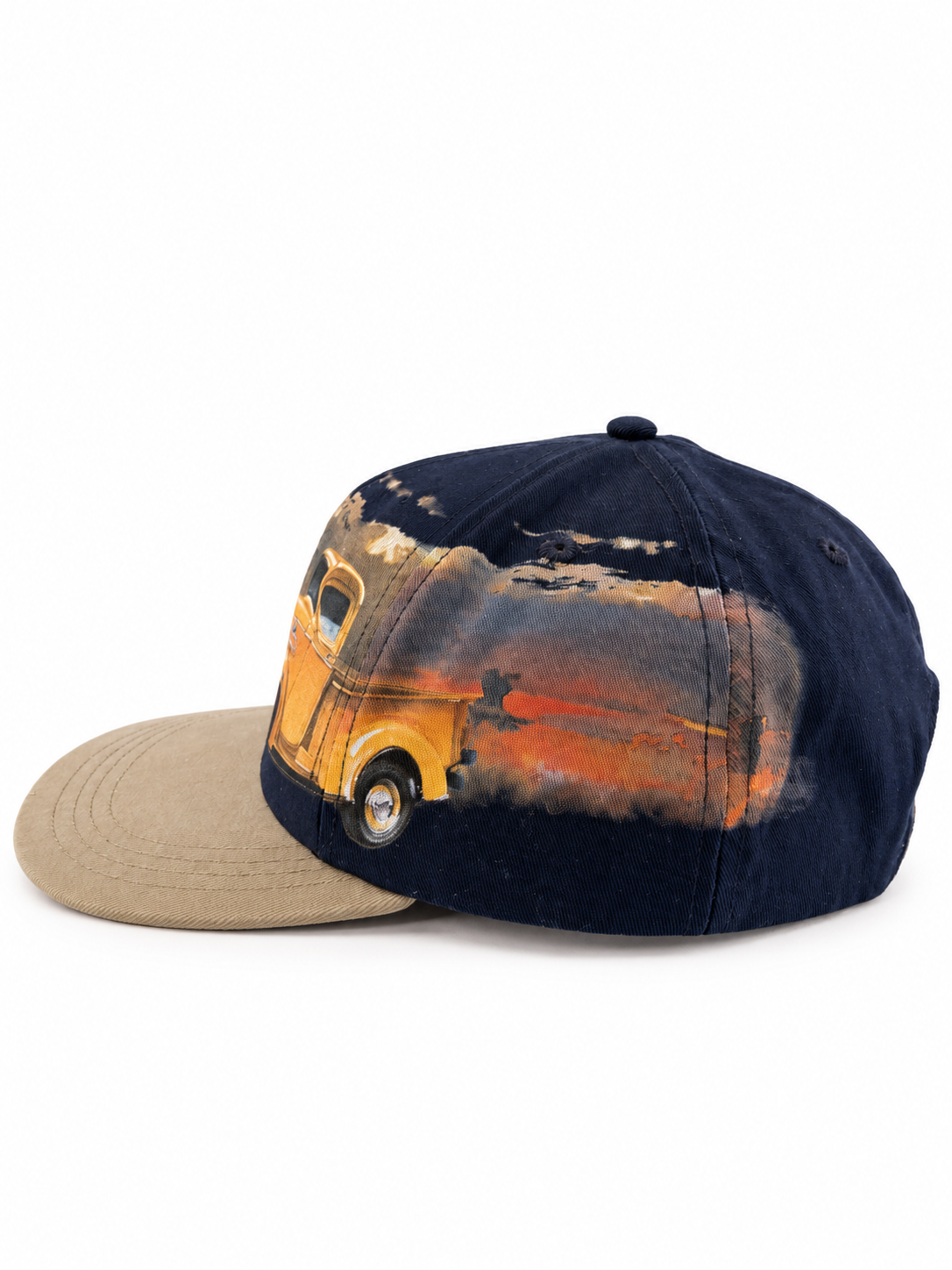 90s Chevrolet Yellow Truck Ralph White USA Made Snapback Hat
