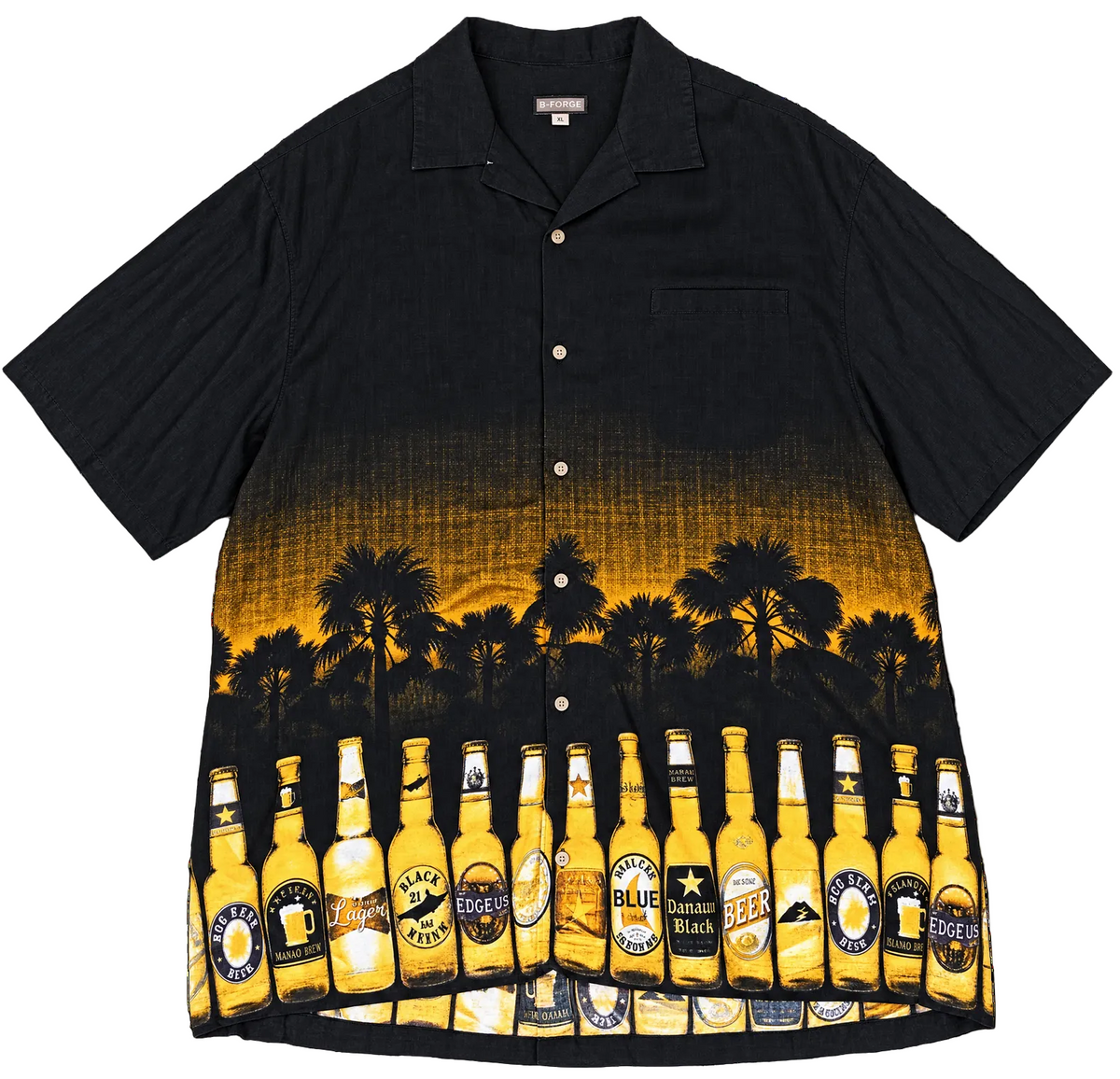 Vintage Beer Bottles Button-Up Short Sleeve Shirt