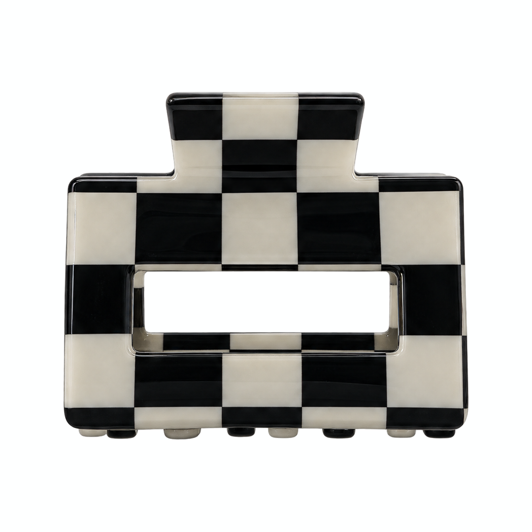Black &amp; White Checkered Hair Claw Clip