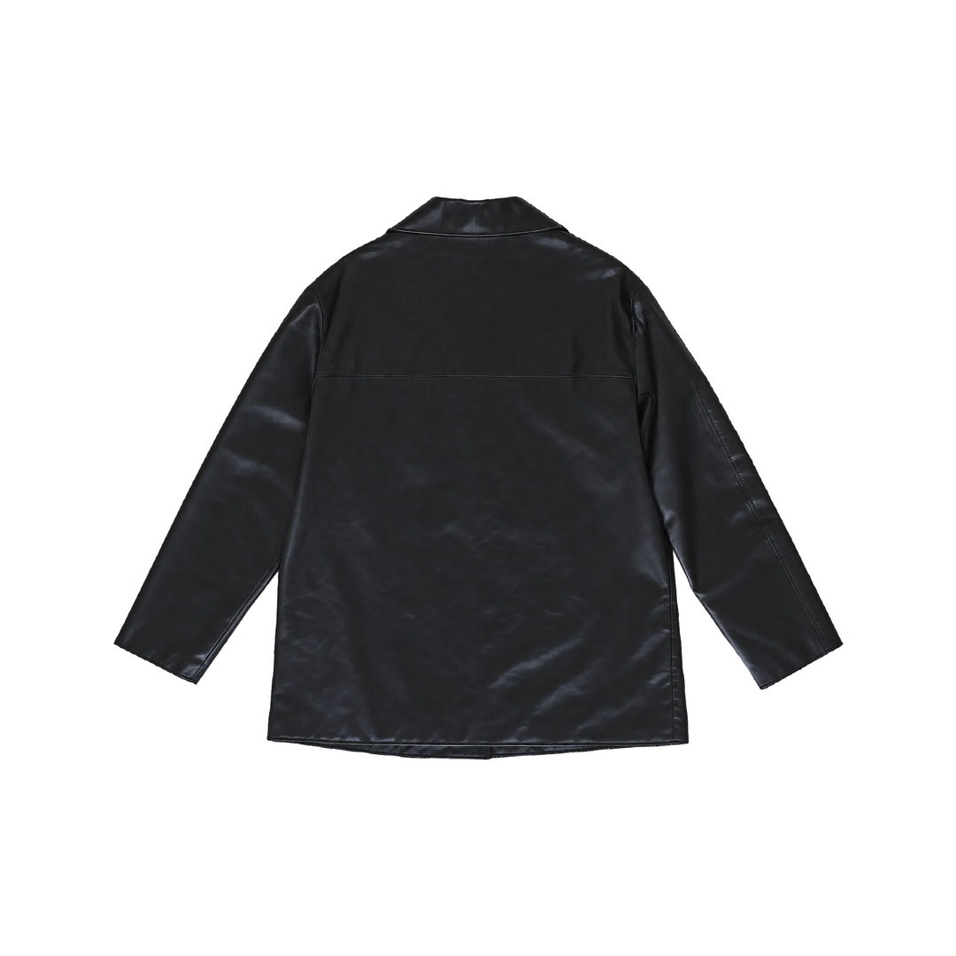 La Vogue Black Mid-Length Leather Jacket
