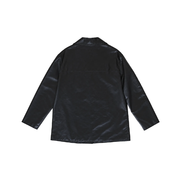 La Vogue Black Mid-Length Leather Jacket